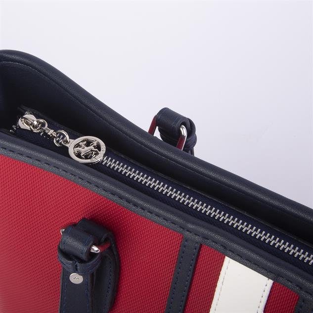 Nas Bag Kadın Omuz Çantası Spor Şık Ayarlanabilir Omuz Askılı  Kırmızı Lacivert Beyaz   Lacst (33x27x12 cm )