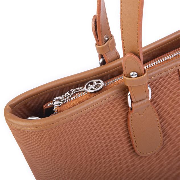 Nas Bag Kadın Omuz Çantası Spor Şık Ayarlanabilir Omuz Askılı Taba  Lacst (33x27x12 cm )