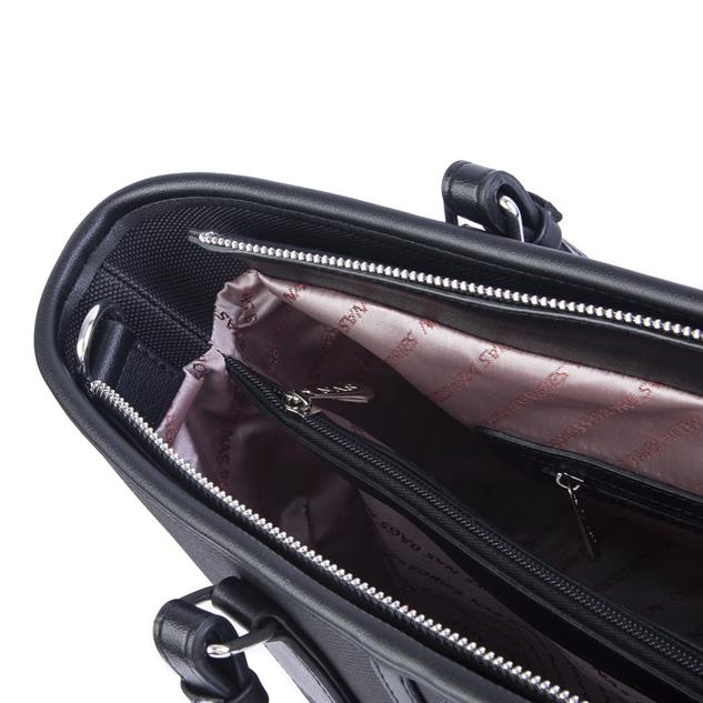 Nas Bag Kadın Omuz Çantası Spor Şık Ayarlanabilir Omuz Askılı Siyah Lacst (33x27x12 cm )