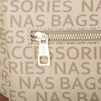 Nas Bag Kadin Omuz Çantası Vizon Taba Yazılı