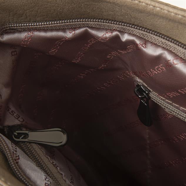 Nas Bag Kadın Omuz Çantası Zincir Detaylı Vizon   Raven