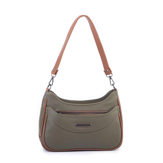 Nas Bag Kadın Omuz ve Çapraz Baget Çanta Yeşil Taba Prestij ( 28x17  cm)