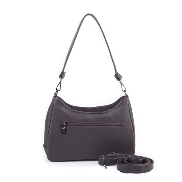 Nas Bag Kadın Omuz ve Çapraz Baget Çanta Kahve Prestij ( 28x17  cm)