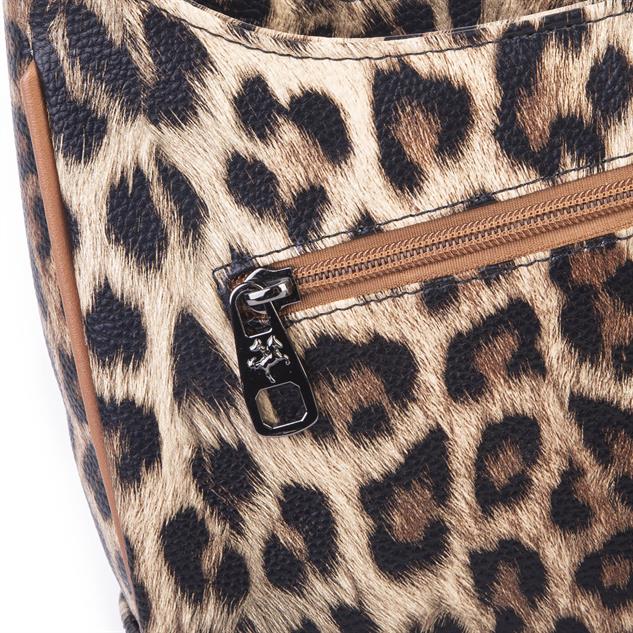 Nas Bag Kadın Omuz ve Çapraz Baget Çanta Taba Leopar ( 28x17  cm)