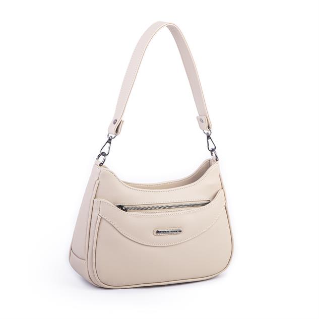 Nas Bag Kadın Omuz ve Çapraz Baget Çanta Kum  Prestij ( 28x17  cm)
