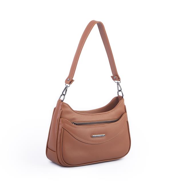 Nas Bag Kadın Omuz ve Çapraz Baget Çanta Taba Prestij ( 28x17  cm)