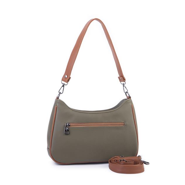 Nas Bag Kadın Omuz ve Çapraz Baget Çanta Yeşil Taba Prestij ( 28x17  cm)