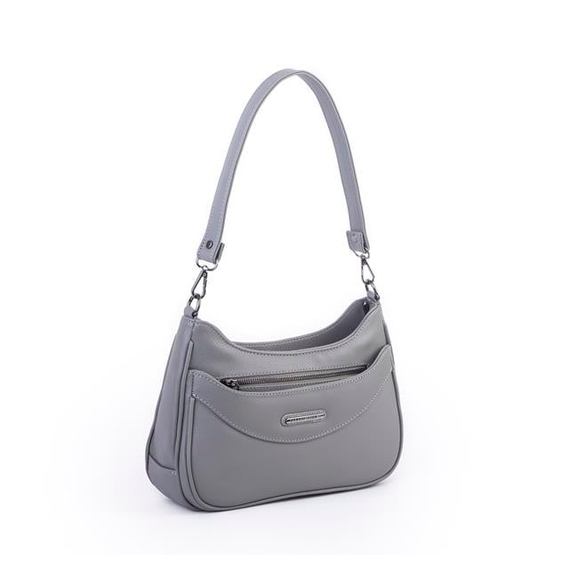 Nas Bag Kadın Omuz ve Çapraz Baget Çanta Gri Prestij ( 28x17  cm)