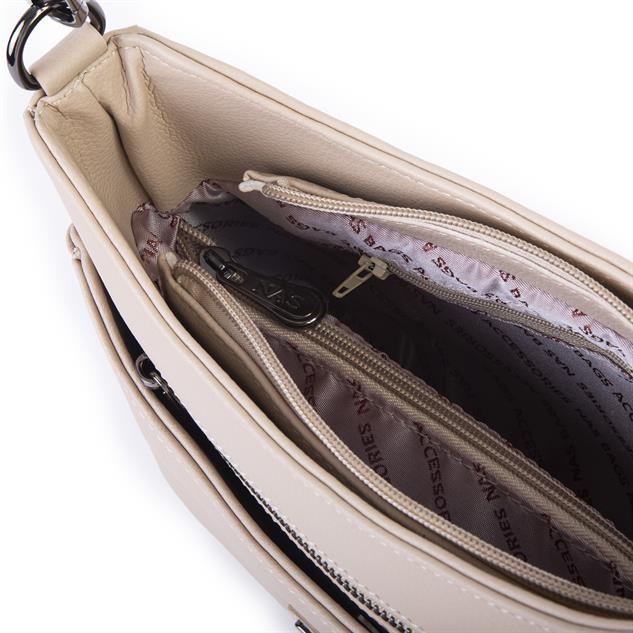 Nas Bag Kadın Omuz ve Çapraz Baget Çanta Kum  Prestij ( 28x17  cm)