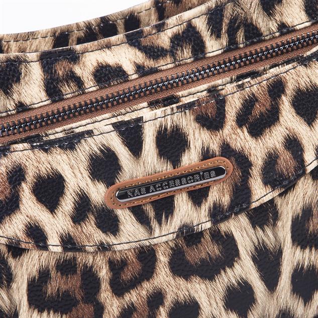 Nas Bag Kadın Omuz ve Çapraz Baget Çanta Taba Leopar ( 28x17  cm)