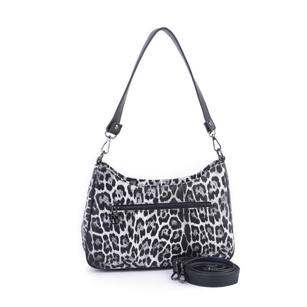 Nas Bag Kadın Omuz ve Çapraz Baget Çanta Siyah Leopar ( 28x17  cm)