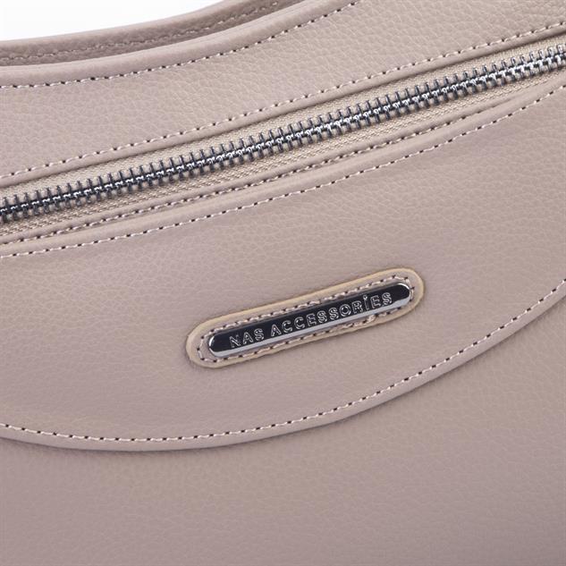 Nas Bag Kadın Omuz ve Çapraz Baget Çanta Vizon Prestij ( 28x17  cm)