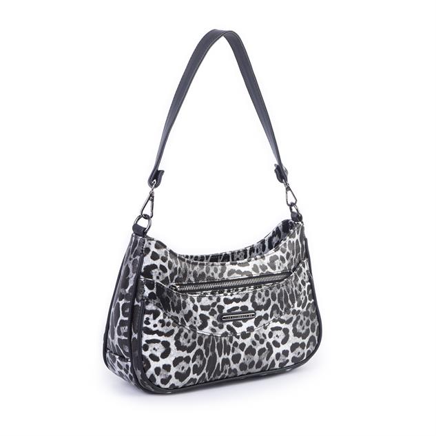 Nas Bag Kadın Omuz ve Çapraz Baget Çanta Siyah Leopar ( 28x17  cm)