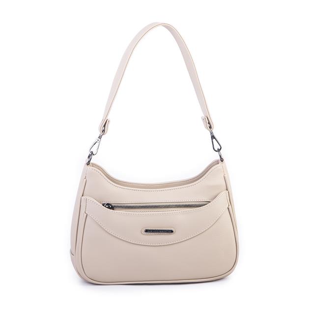 Nas Bag Kadın Omuz ve Çapraz Baget Çanta Kum  Prestij ( 28x17  cm)