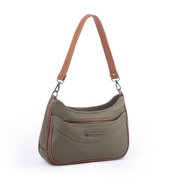 Nas Bag Kadın Omuz ve Çapraz Baget Çanta Yeşil Taba Prestij ( 28x17  cm)