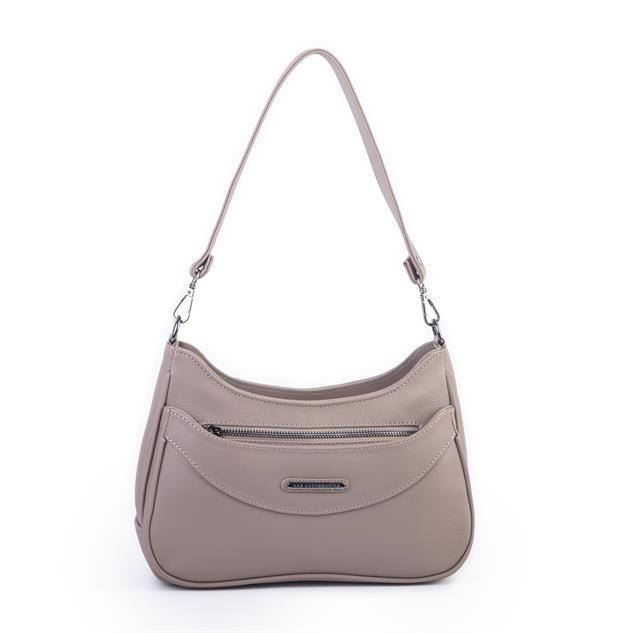 Nas Bag Kadın Omuz ve Çapraz Baget Çanta Vizon Prestij ( 28x17  cm)
