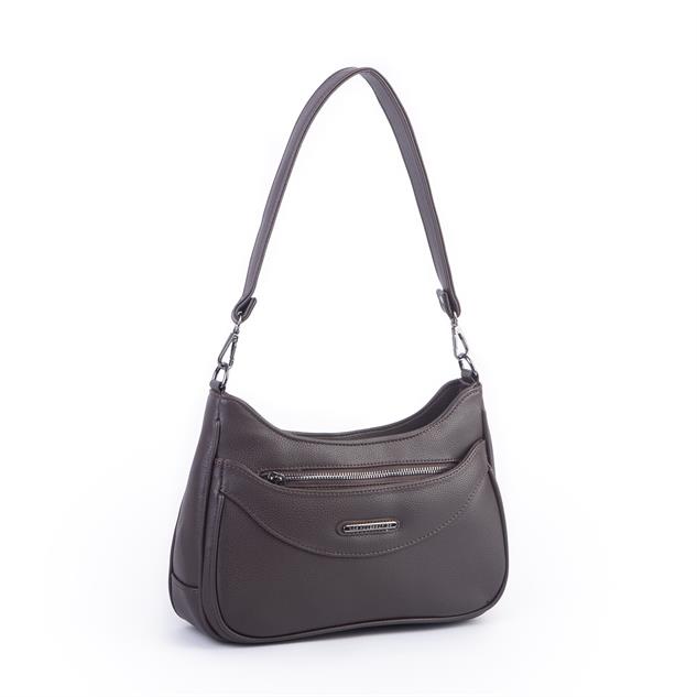 Nas Bag Kadın Omuz ve Çapraz Baget Çanta Kahve Prestij ( 28x17  cm)