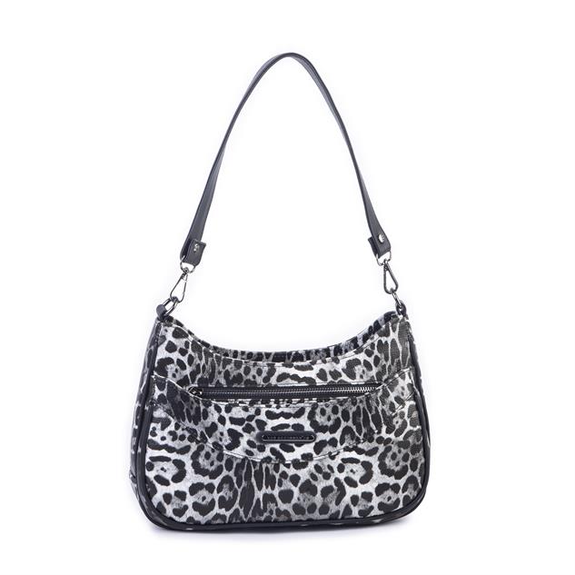 Nas Bag Kadın Omuz ve Çapraz Baget Çanta Siyah Leopar ( 28x17  cm)