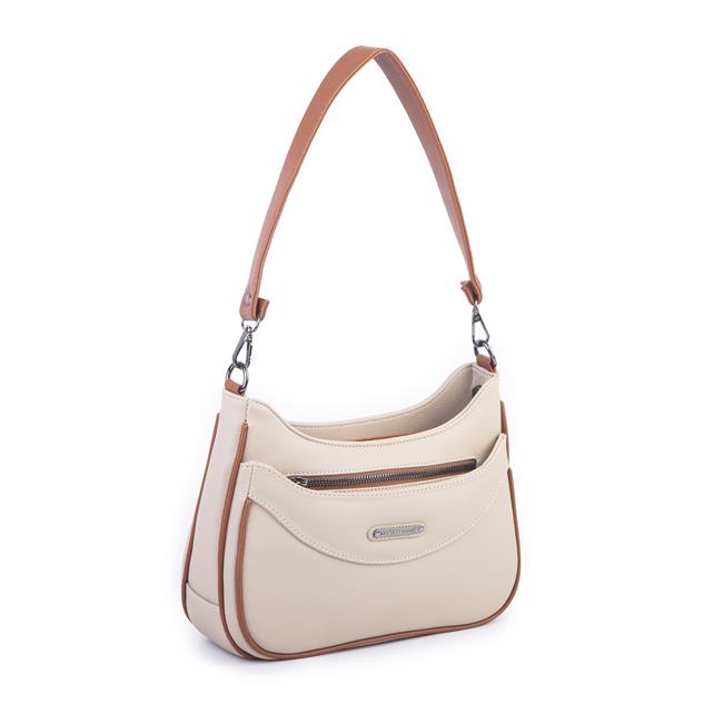 Nas Bag Kadın Omuz ve Çapraz Baget Çanta Kum Taba Prestij ( 28x17  cm)