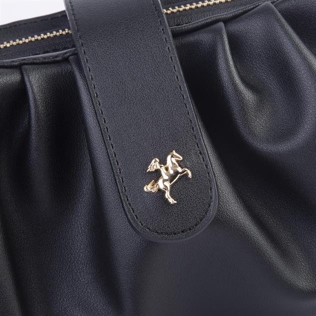 Nas Bag Kadın Omuz ve Çapraz Çanta Çift Askılı Siyah  Dona (24x18cm)