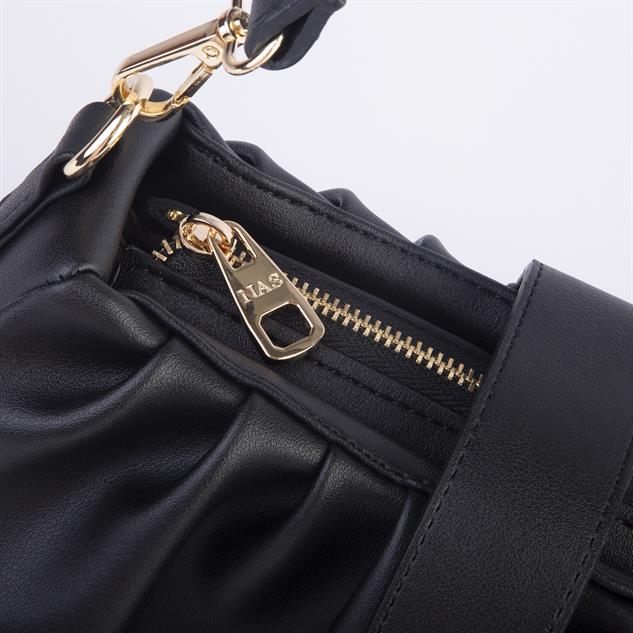 Nas Bag Kadın Omuz ve Çapraz Çanta Çift Askılı Siyah  Dona (24x18cm)