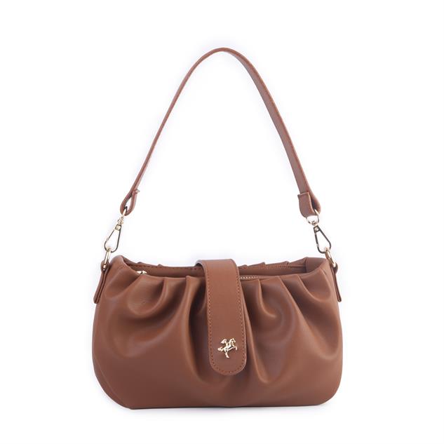 Nas Bag Kadın Omuz ve Çapraz Çanta Çift Askılı Taba Dona (24x18cm)