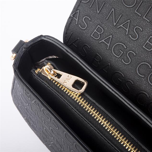 Nas Bag Kadın Omuz ve Çapraz Çanta Çift Askılı Yeni Sezon Çanta Siyah Gofraj