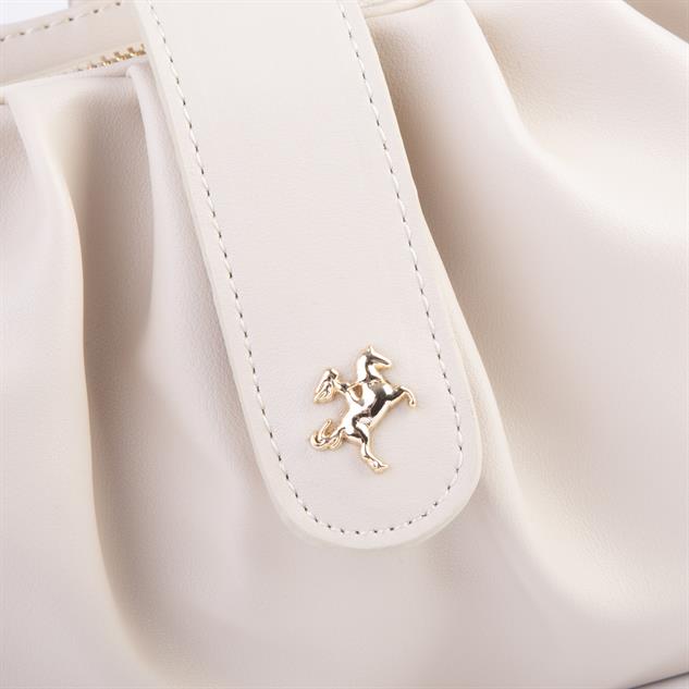 Nas Bag Kadın Omuz ve Çapraz Çanta Çift Askılı Krem Dona (24x18cm)