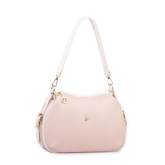Nas Bag Kadın Omuz ve Çapraz Çanta Çok Gözlü Şık Tasarım (28x18 cm) Pudra Krem  Lopez