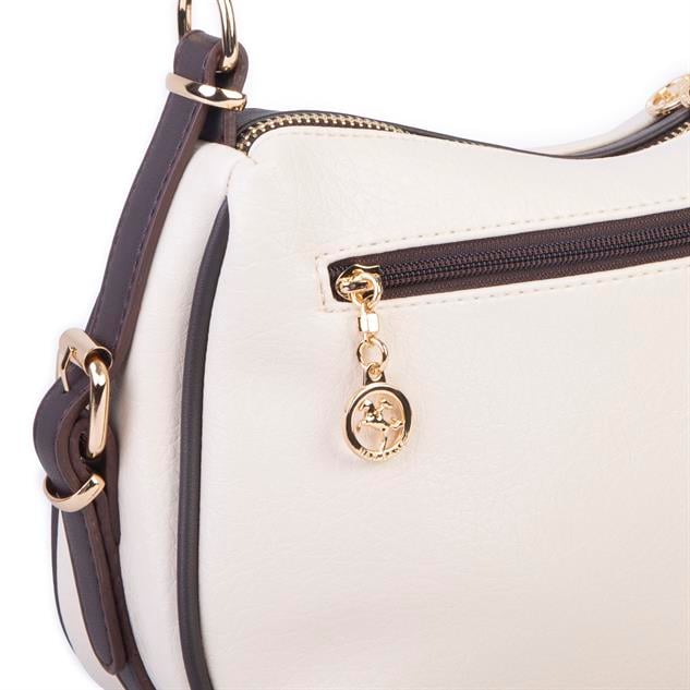 Nas Bag Kadın Omuz ve Çapraz Çanta Çok Gözlü Şık Tasarım (28x18 cm) Krem Kahve Victoria