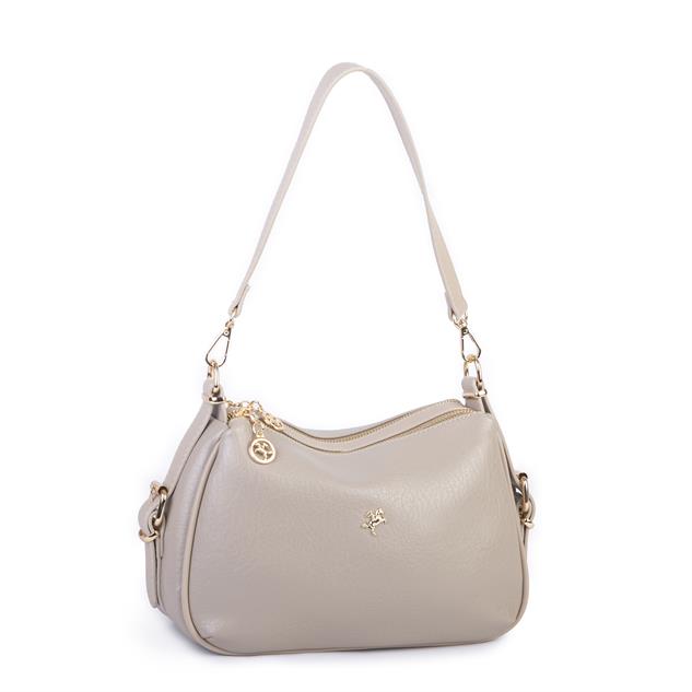 Nas Bag Kadın Omuz ve Çapraz Çanta Çok Gözlü Şık Tasarım (28x18 cm) Kum Victoria