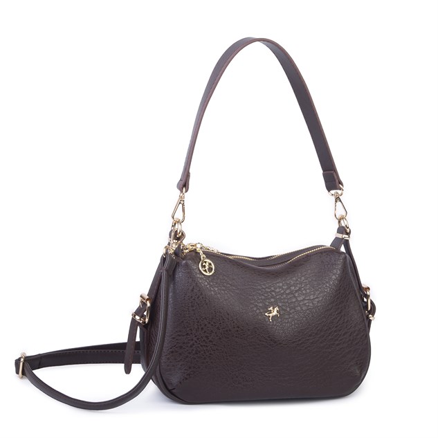 Nas Bag Kadın Omuz ve Çapraz Çanta Çok Gözlü Şık Tasarım (28x18 cm) Kahve Victoria