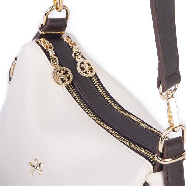 Nas Bag Kadın Omuz ve Çapraz Çanta Çok Gözlü Şık Tasarım (28x18 cm) Krem Kahve Victoria