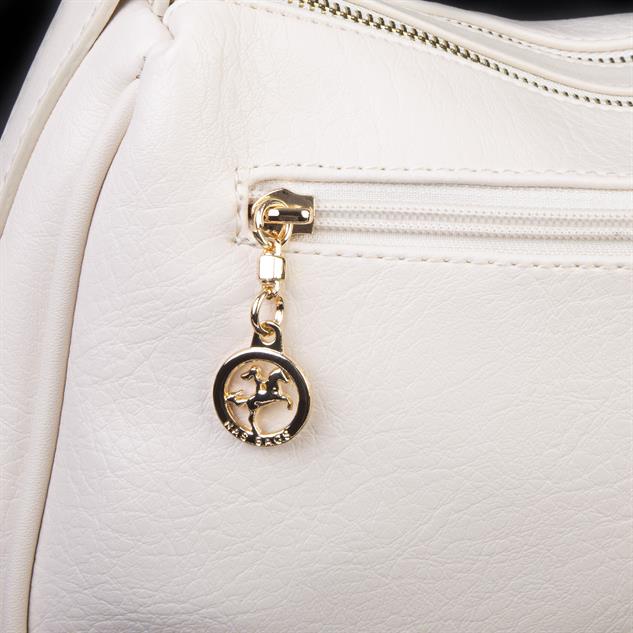 Nas Bag Kadın Omuz ve Çapraz Çanta Çok Gözlü Şık Tasarım (28x18 cm) Krem Victoria