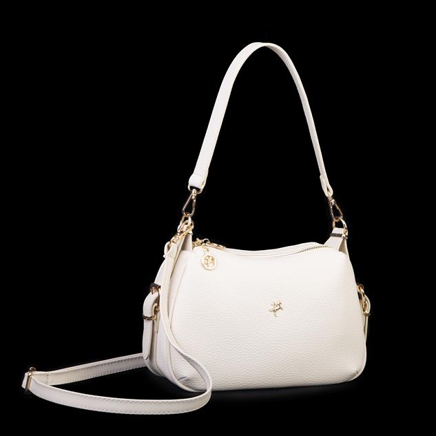 Nas Bag Kadın Omuz ve Çapraz Çanta Çok Gözlü Şık Tasarım (28x18 cm) Krem Lopez