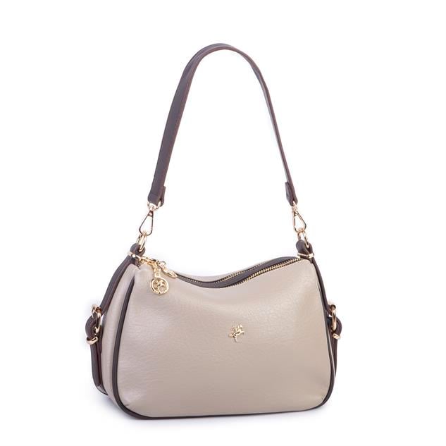 Nas Bag Kadın Omuz ve Çapraz Çanta Çok Gözlü Şık Tasarım (28x18 cm) Kum Kahve Victoria