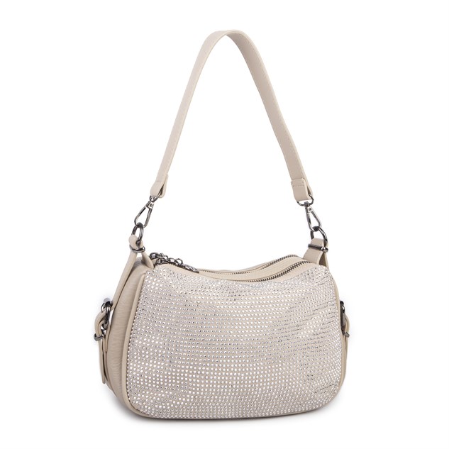 Nas Bag Kadın Omuz ve Çapraz Çanta Çok Gözlü Şık Tasarım (28x18 cm) Kum Taşlı