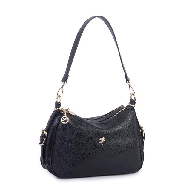 Nas Bag Kadın Omuz ve Çapraz Çanta Çok Gözlü Şık Tasarım (28x18 cm) Siyah Lopez