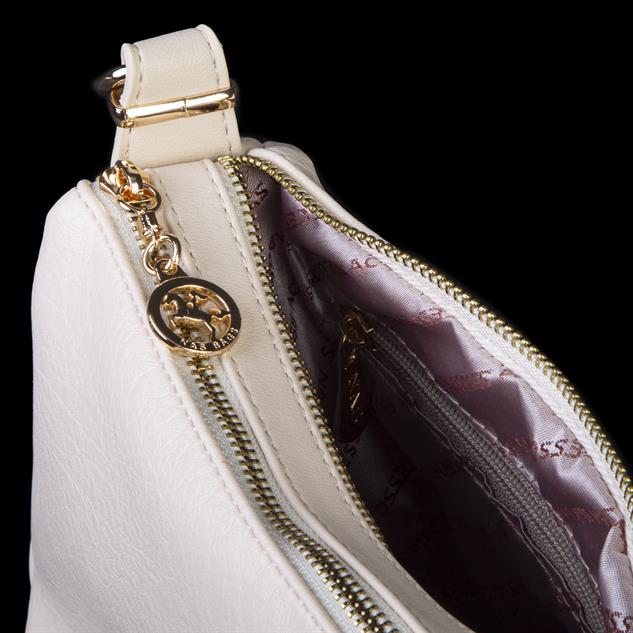 Nas Bag Kadın Omuz ve Çapraz Çanta Çok Gözlü Şık Tasarım (28x18 cm) Krem Victoria