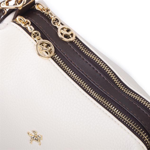 Nas Bag Kadın Omuz ve Çapraz Çanta Çok Gözlü Şık Tasarım (28x18 cm) Krem Kahve Lopez