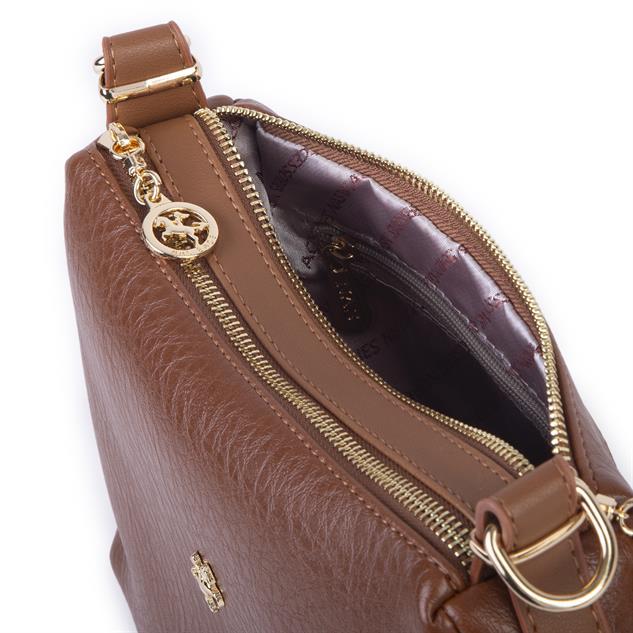 Nas Bag Kadın Omuz ve Çapraz Çanta Çok Gözlü Şık Tasarım (28x18 cm) Taba Victoria
