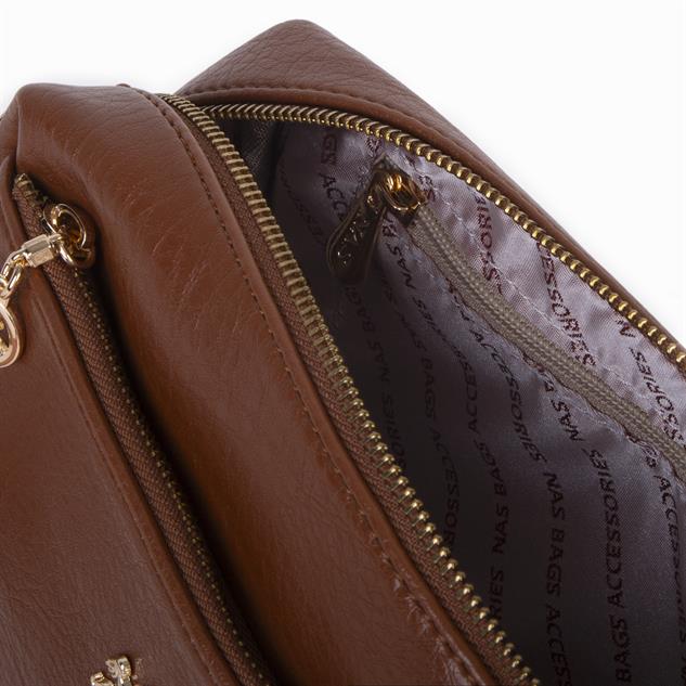 Nas Bag Kadın Omuz ve Çapraz Çanta Sade Şık Taba  Victoria