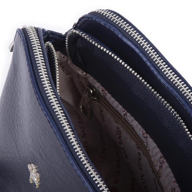Nas Bag Kadın Omuz ve Çapraz Zincirli ve Uzun Çift Askılı (20x15 cm) Lacivert  Victoria