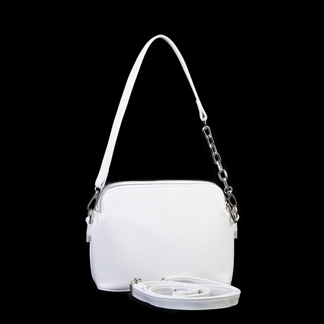 Nas Bag Kadın Omuz ve Çapraz Zincirli ve Uzun Çift Askılı (20x15 cm) Beyaz Victoria