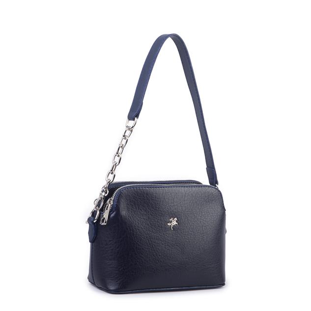 Nas Bag Kadın Omuz ve Çapraz Zincirli ve Uzun Çift Askılı (20x15 cm) Lacivert  Victoria