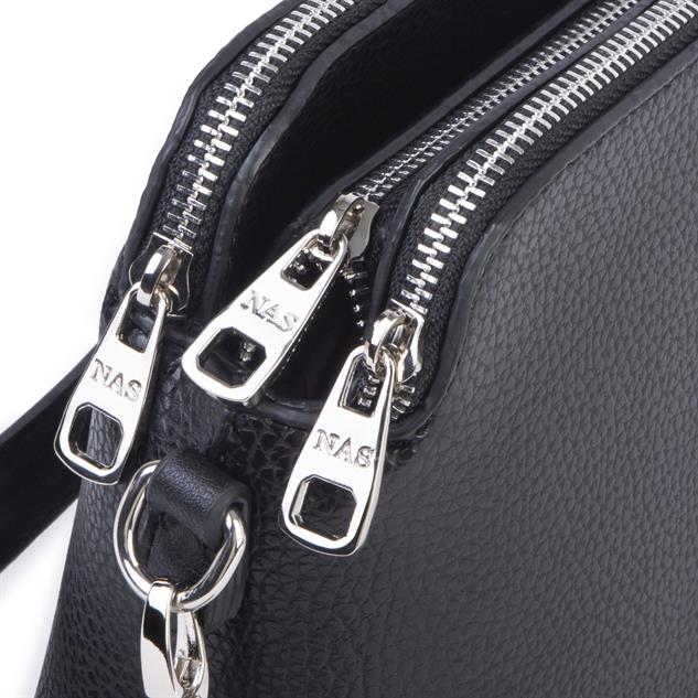 Nas Bag Kadın Omuz ve Çapraz Zincirli ve Uzun Çift Askılı (20x15 cm) Siyah Lopez