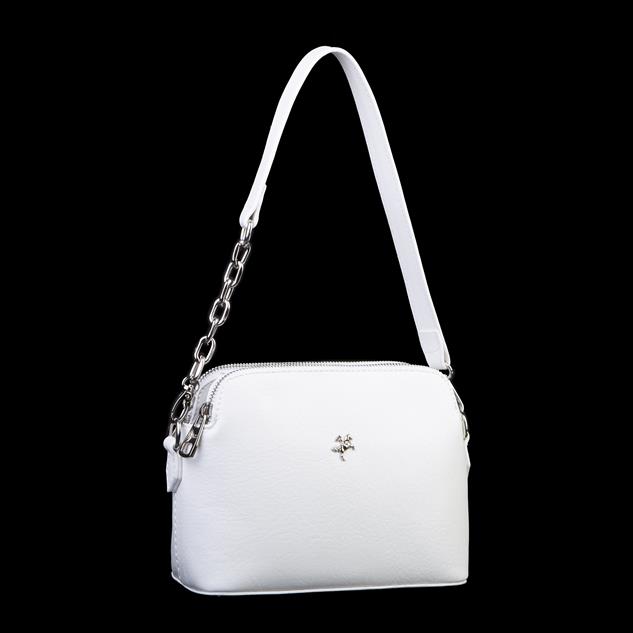 Nas Bag Kadın Omuz ve Çapraz Zincirli ve Uzun Çift Askılı (20x15 cm) Beyaz Victoria