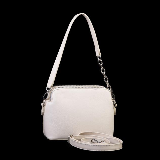 Nas Bag Kadın Omuz ve Çapraz Zincirli ve Uzun Çift Askılı (20x15 cm) Krem  Victoria