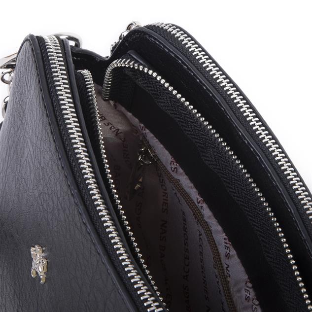 Nas Bag Kadın Omuz ve Çapraz Zincirli ve Uzun Çift Askılı (20x15 cm) Siyah Victoria