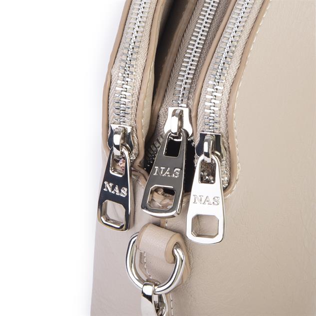 Nas Bag Kadın Omuz ve Çapraz Zincirli ve Uzun Çift Askılı (20x15 cm) Kum Victoria